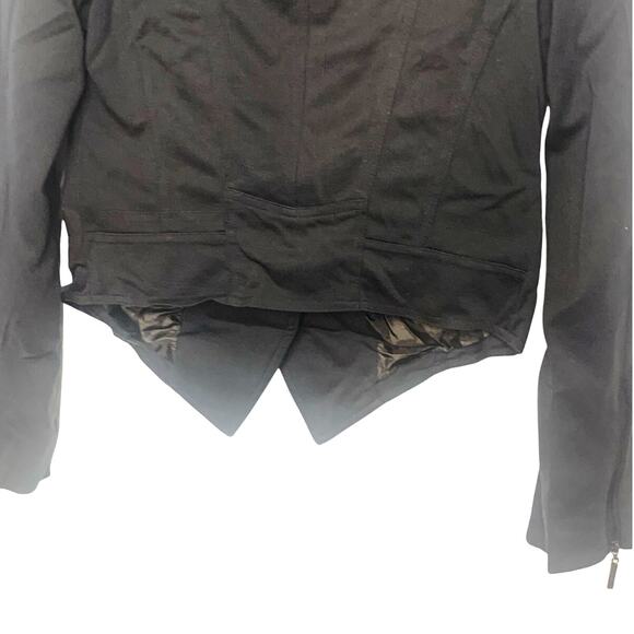 NEW Cecico Military Jacket Blazer M Charcoal Womens Band Cropped Zip Front Biker - Picture 11 of 11